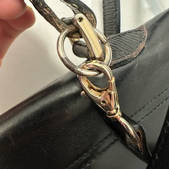 Fendi Black Leather Top-Handle Satchel with Embossed Medallion - Picture 8 of 15